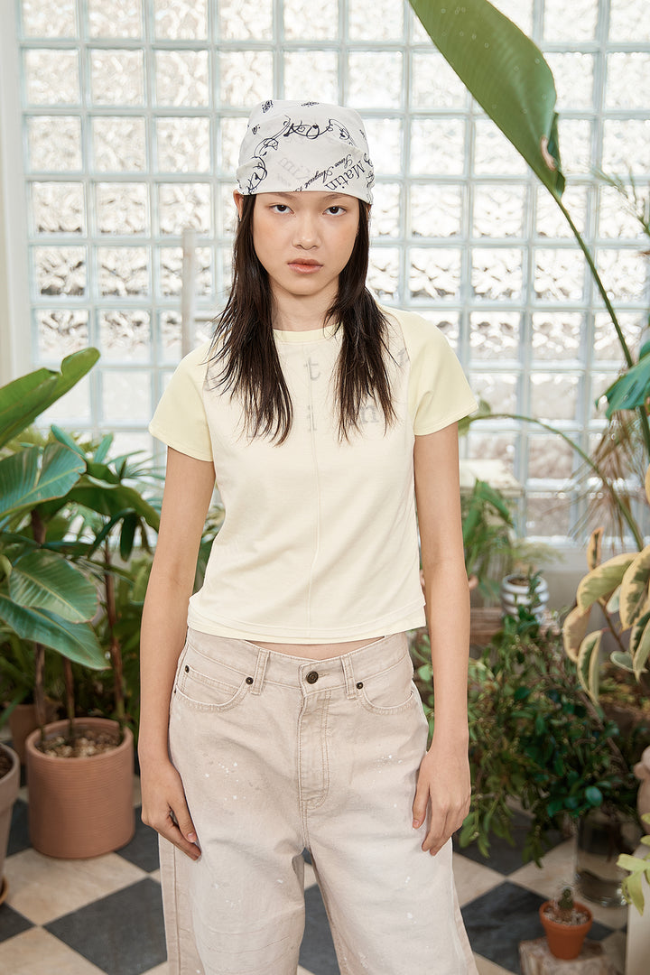 Matin Kim Unbalance Cut Point Vintage Cotton Pants — Beige