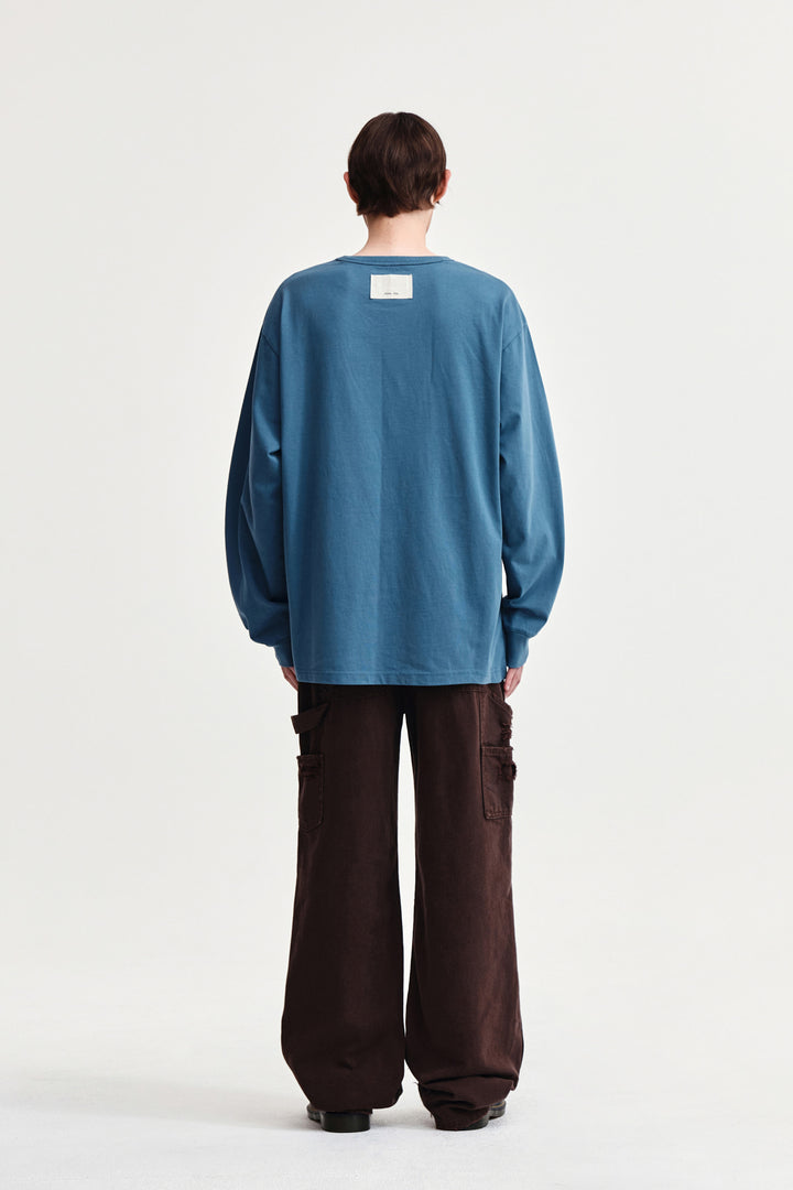Matin Kim Patch Graphic Long Sleeve Top — Blue