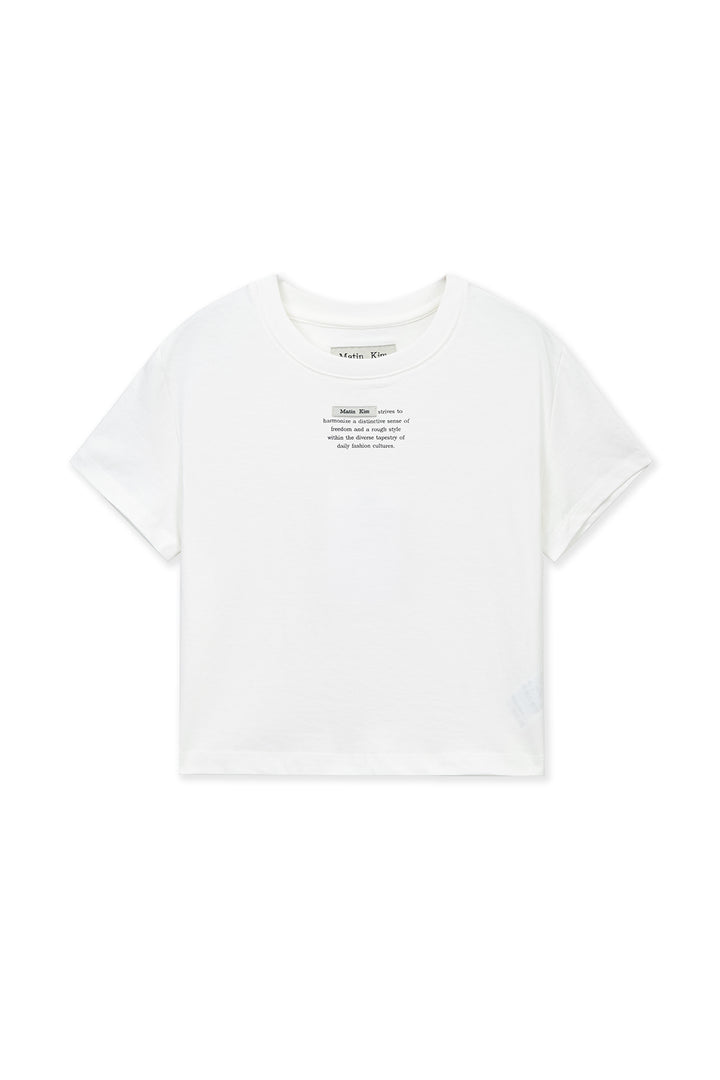 Matin Kim Label Point Lettering Crop Top — White