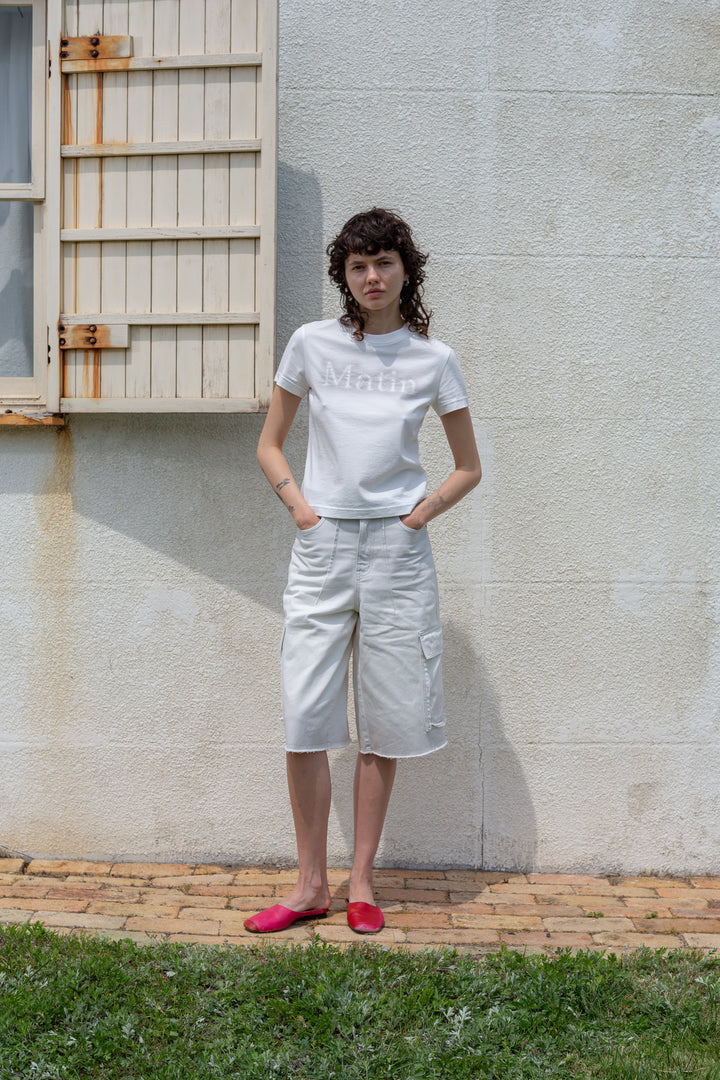 Matin Kim Shadow Typo Top — White