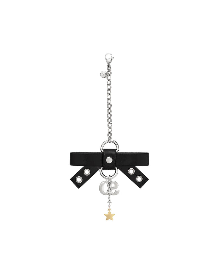 Stand Oil Bow Charm Keyring — Black