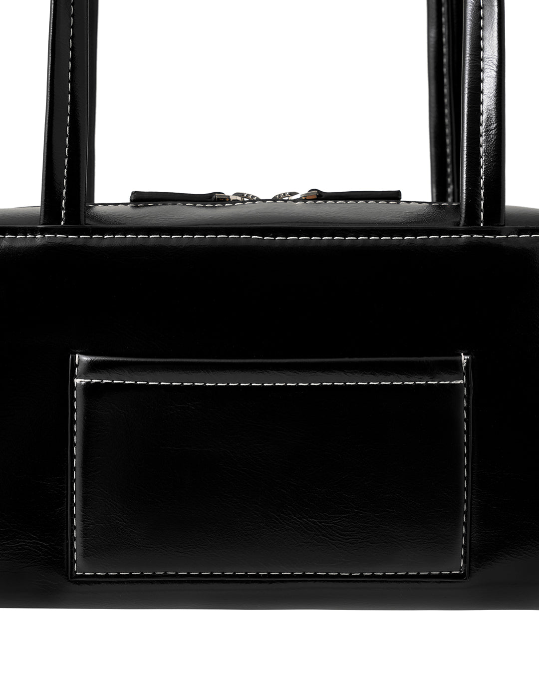 Stand Oil Post Bag — Square Box Shoulder Bag — Stitch Black