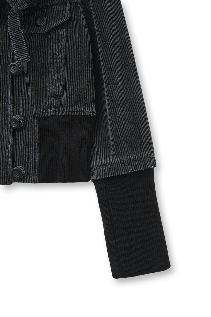 Matin Kim Washed Corduroy Bomber Jumper — Black