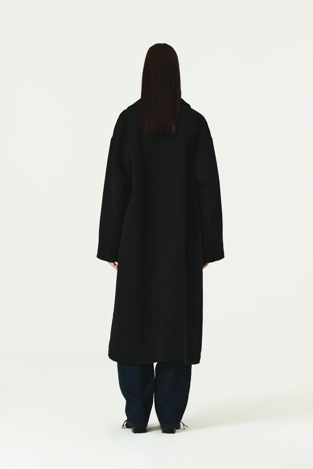 KIMMATIN Reversible Wool Cotton Oversized Coat — Black