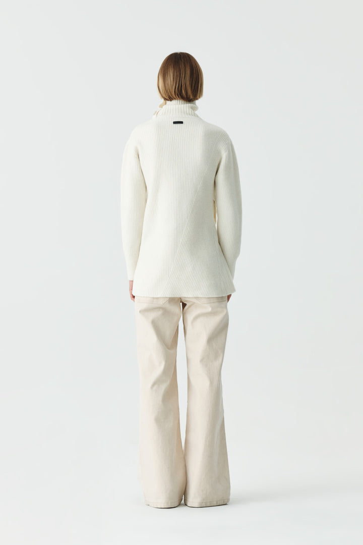 KIMMATIN Button Slit Knit Dress — Ivory