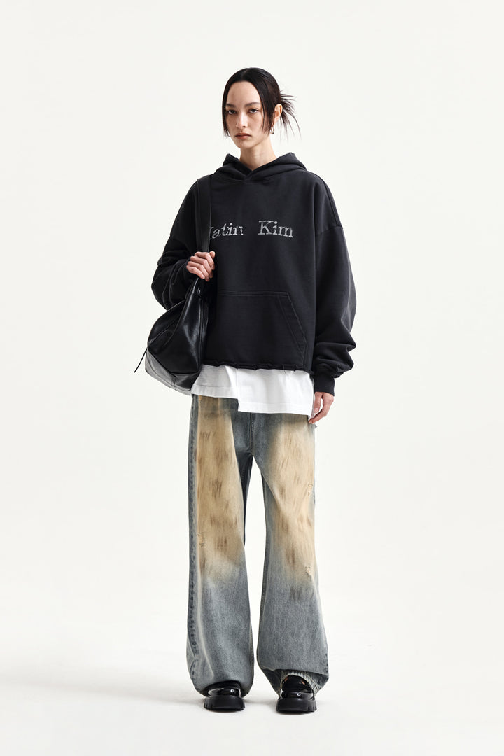 Matin Kim Vintage Dirty Washed Denim Pants — Light Blue