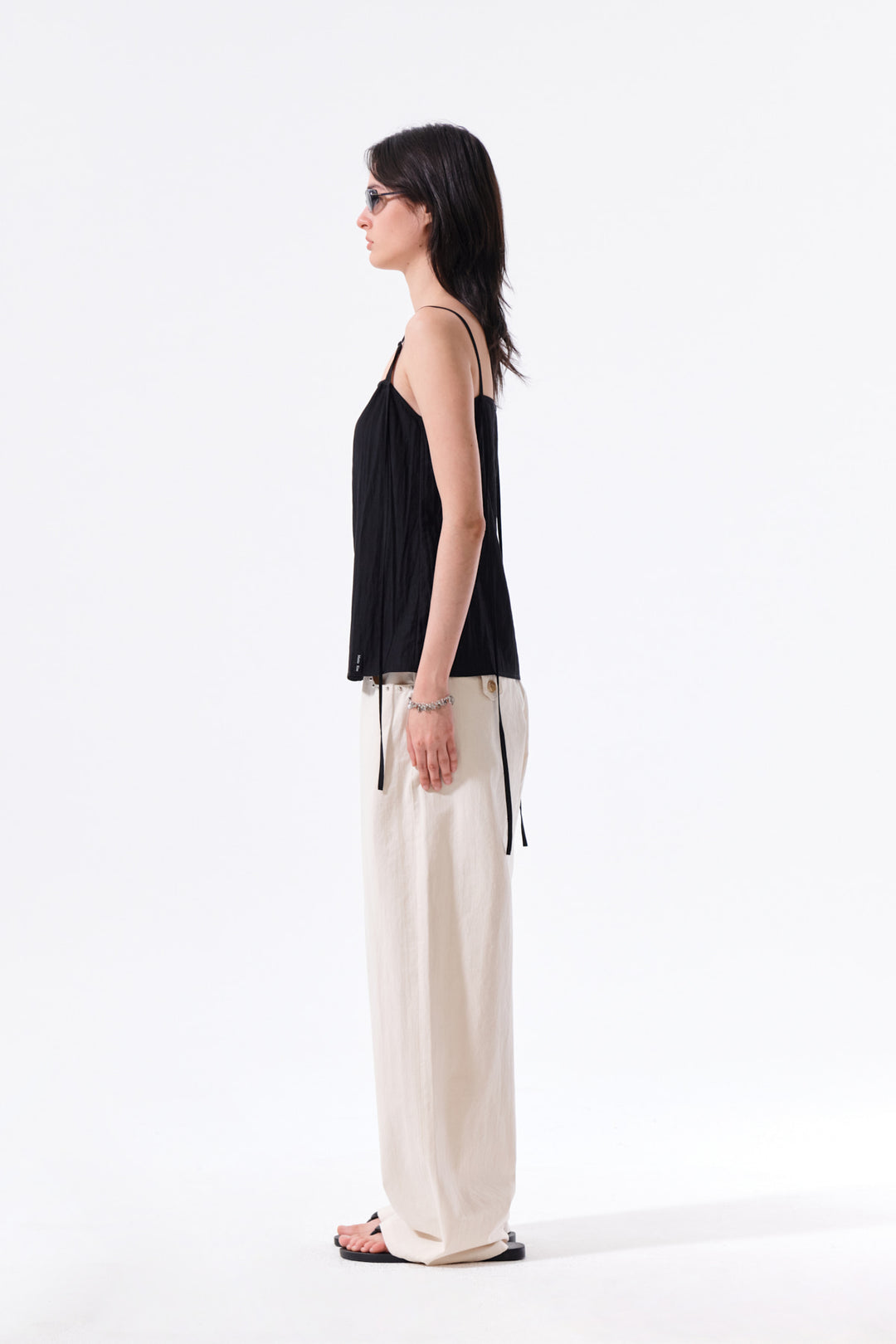 Matin Kim Button Sleeveless Blouse — Black
