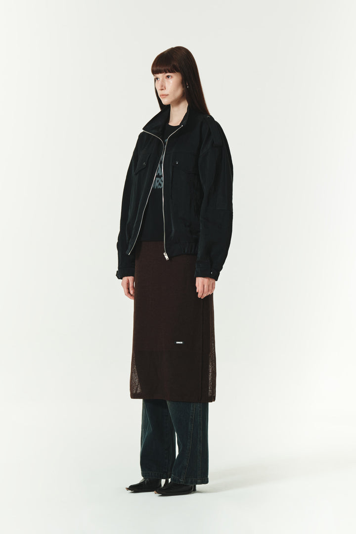 KIMMATIN H Line Sheer Knit Skirt — Brown