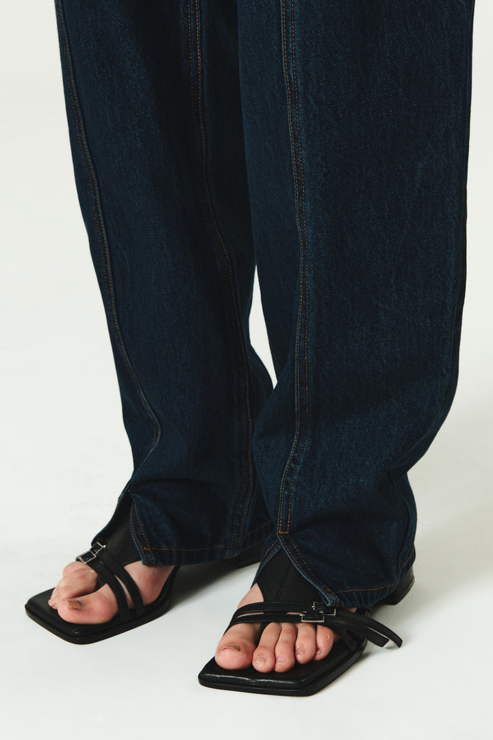 KIMMATIN Over Dying Tapered Denim — Blue