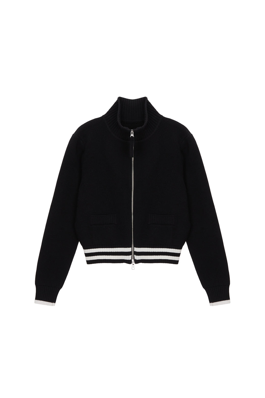 Matin Kim Spell Point Stripe Knit Cardigan — Black