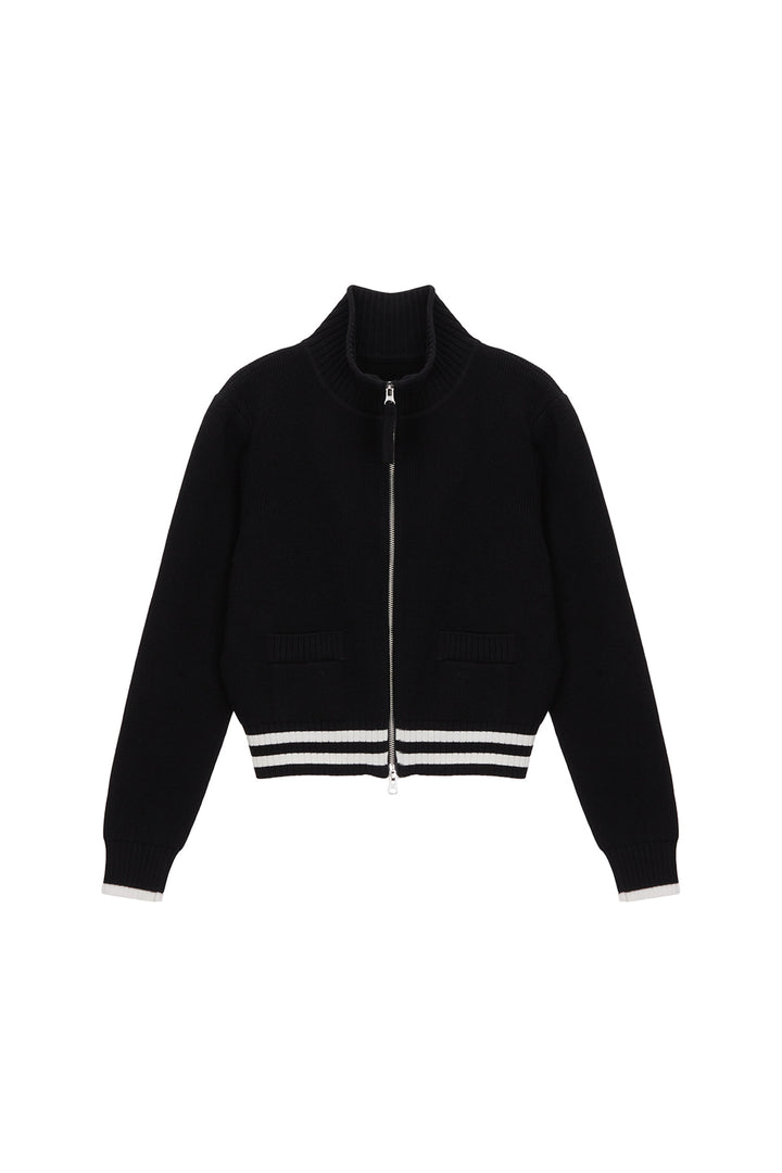 Matin Kim Spell Point Stripe Knit Cardigan — Black