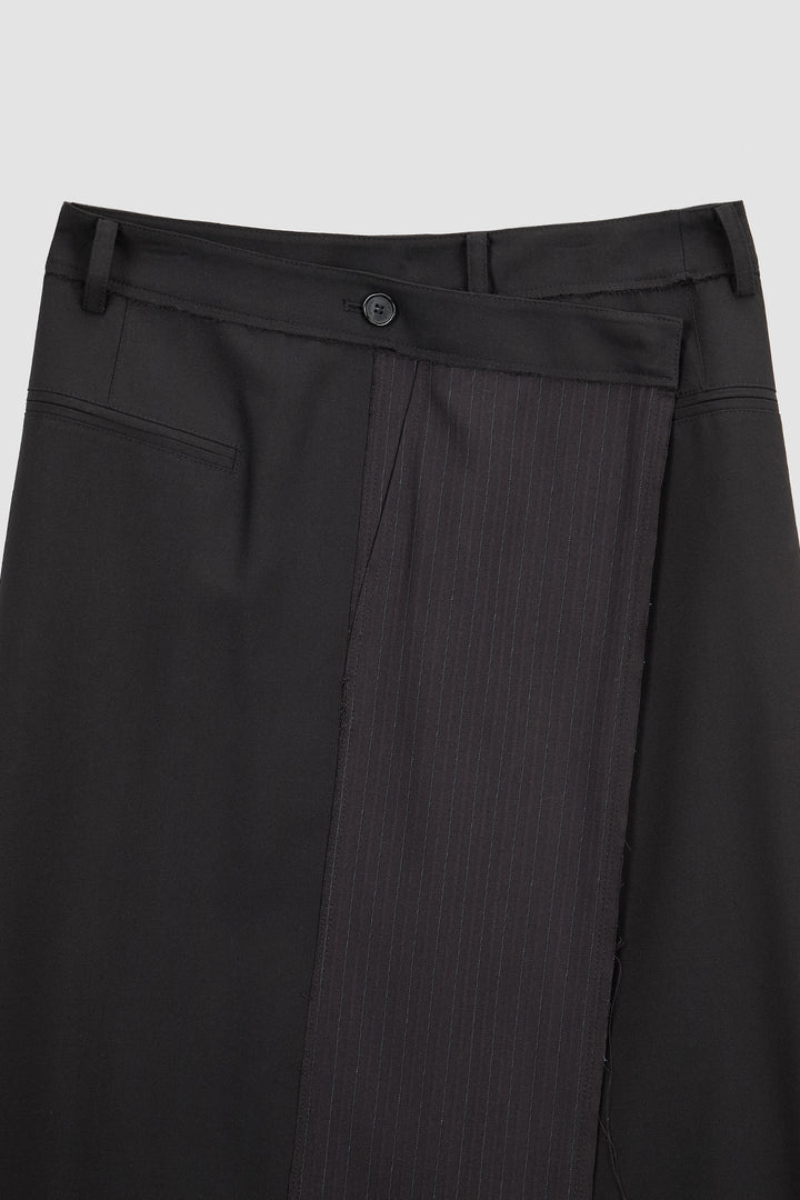 KIMMATIN Stripe Mix Maxi Wrap Skirt — Black