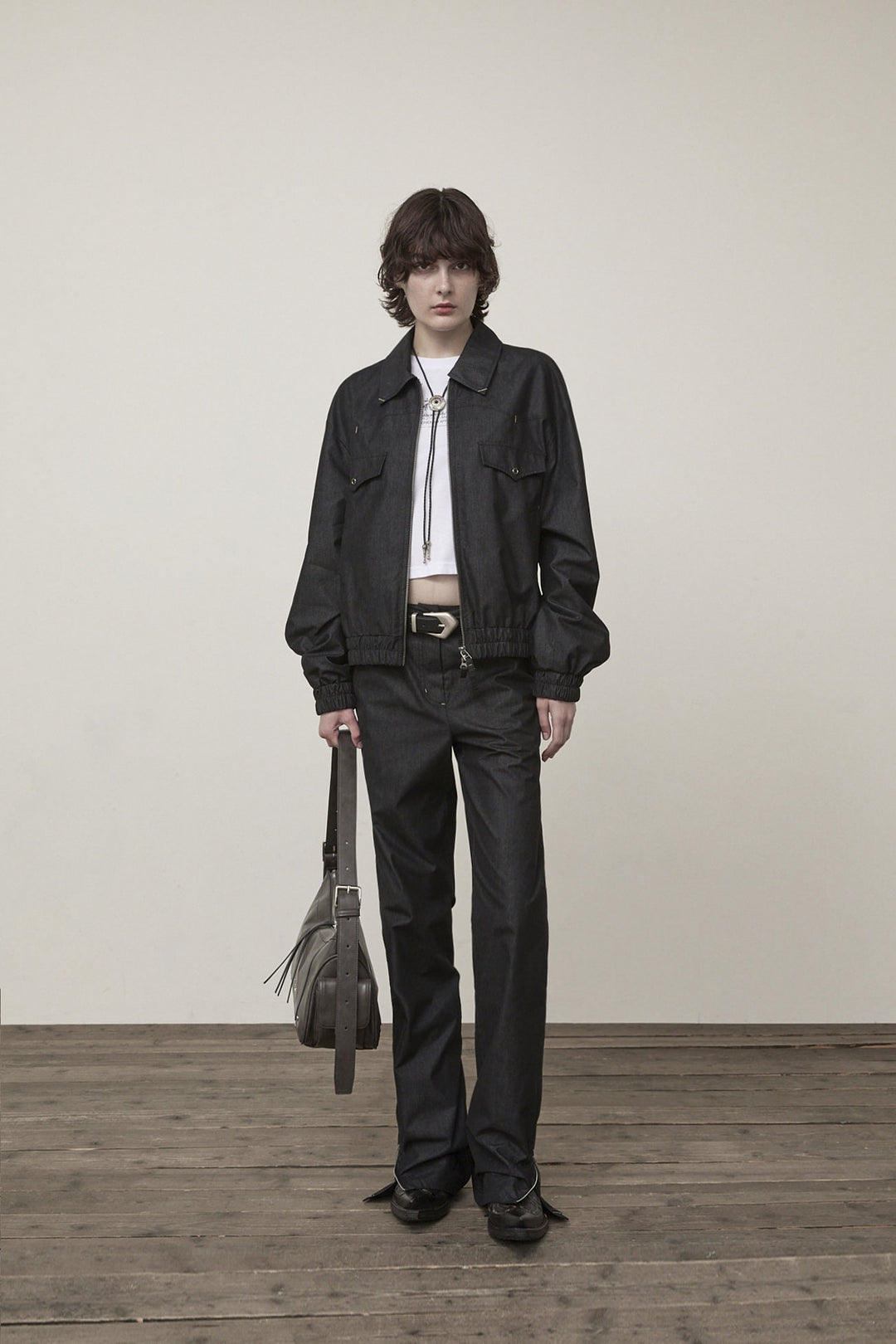 Matin Kim Back Tuck Detail Denim Pants — Black