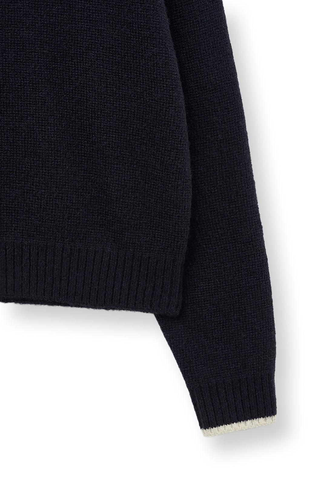 Matin Kim Back Logo Collar Knit Top — Dark Navy