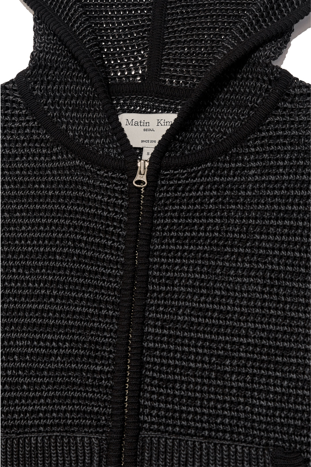 Matin Kim Two Tone Mesh Knit Hoody — Black