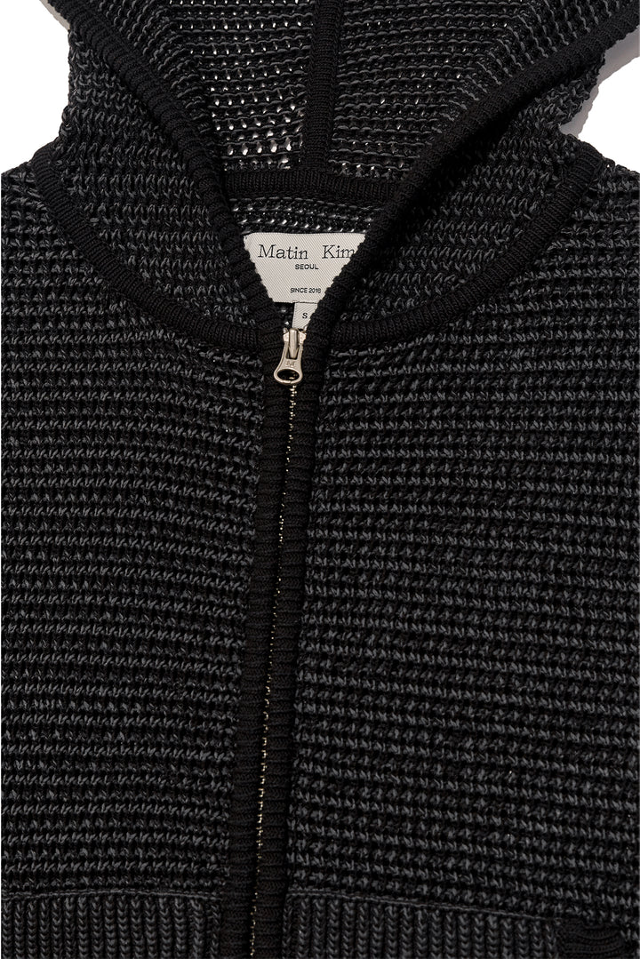 Matin Kim Two Tone Mesh Knit Hoody — Black