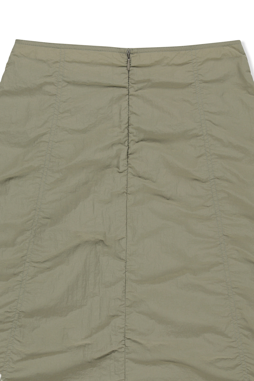 Matin Kim Nylon Shirring Midi Skirt — Khaki