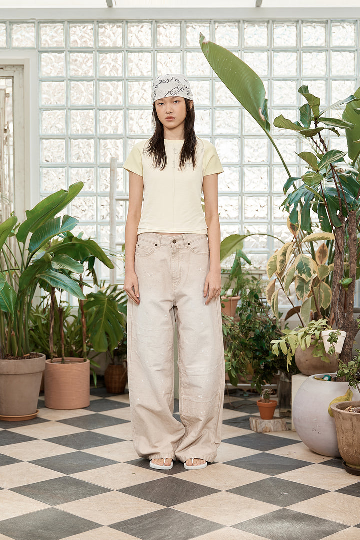 Matin Kim Pintuck Layered Slim Crop Top — Yellow