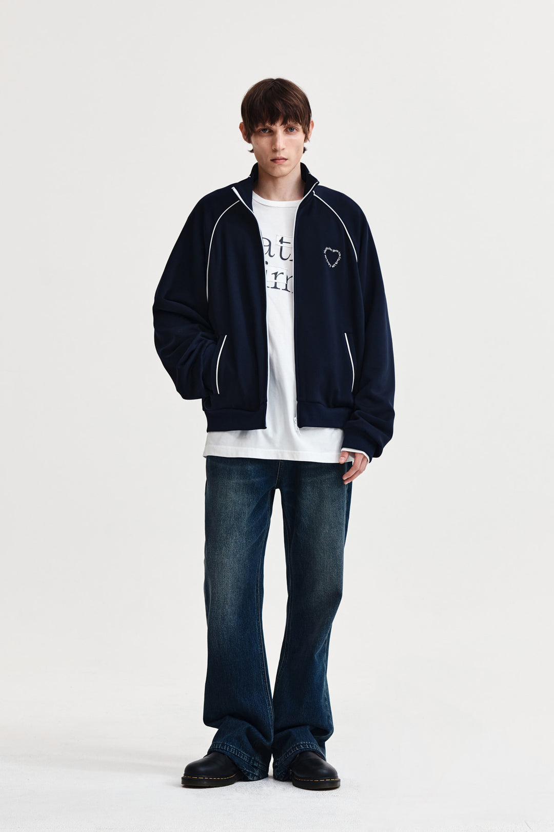 Matin Kim Heart Logo Track Jumper — Navy blue