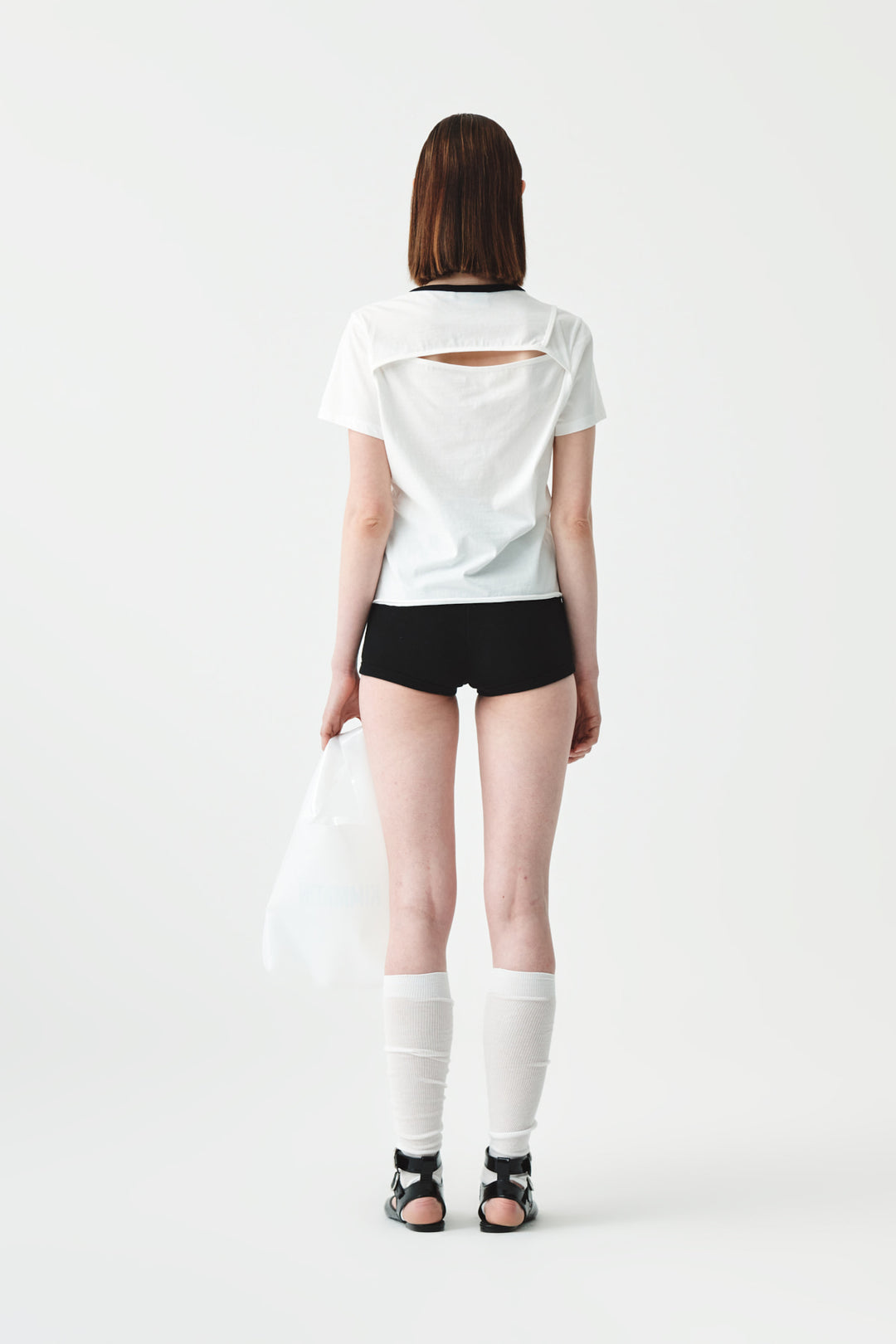 KIMMATIN Back Slit Slim Top — White