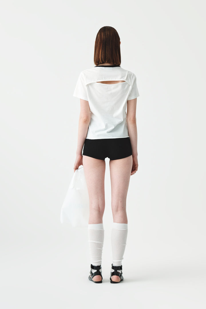 KIMMATIN Back Slit Slim Top — White