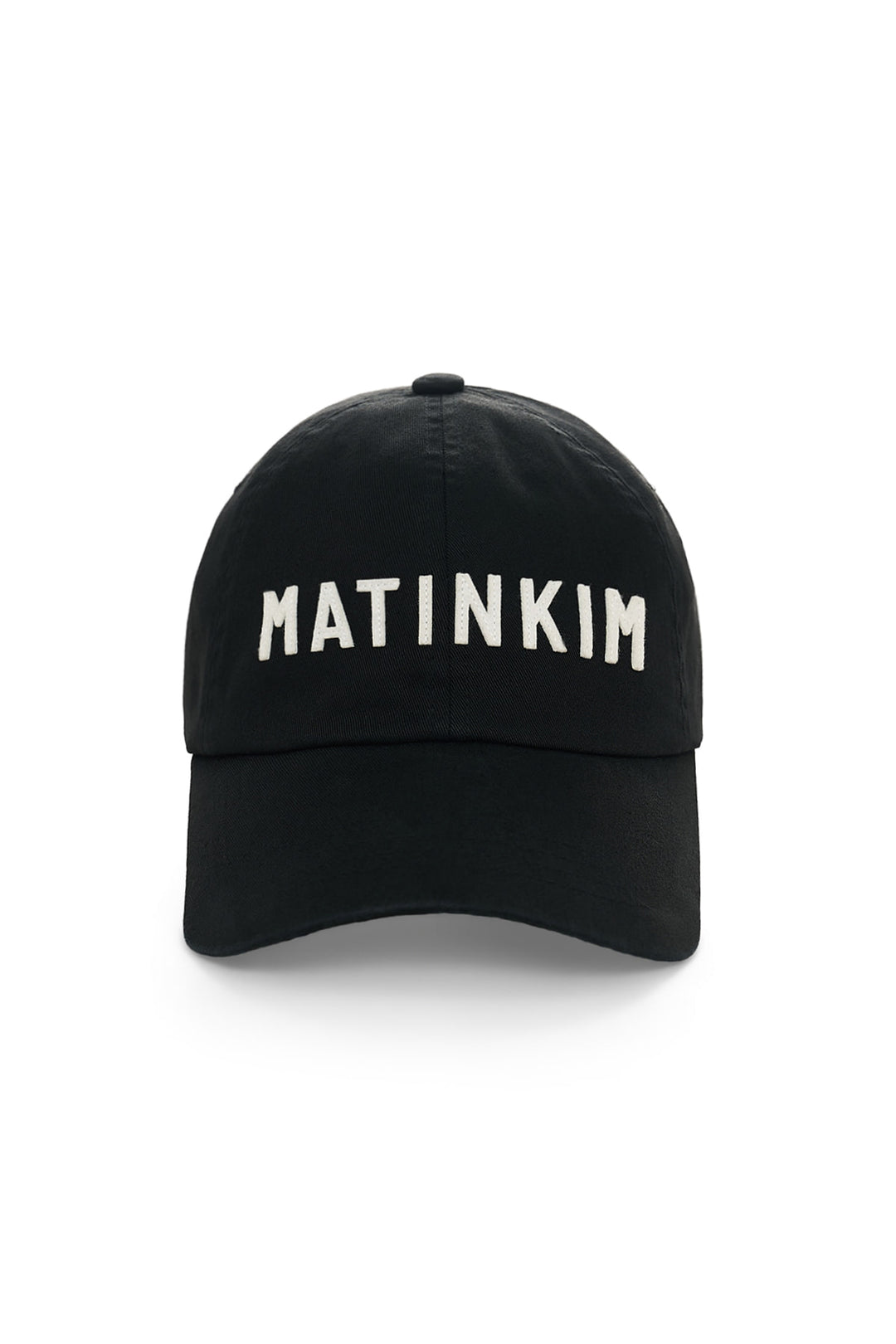 Matin Kim Applique Felt Logo Ball Cap — Black