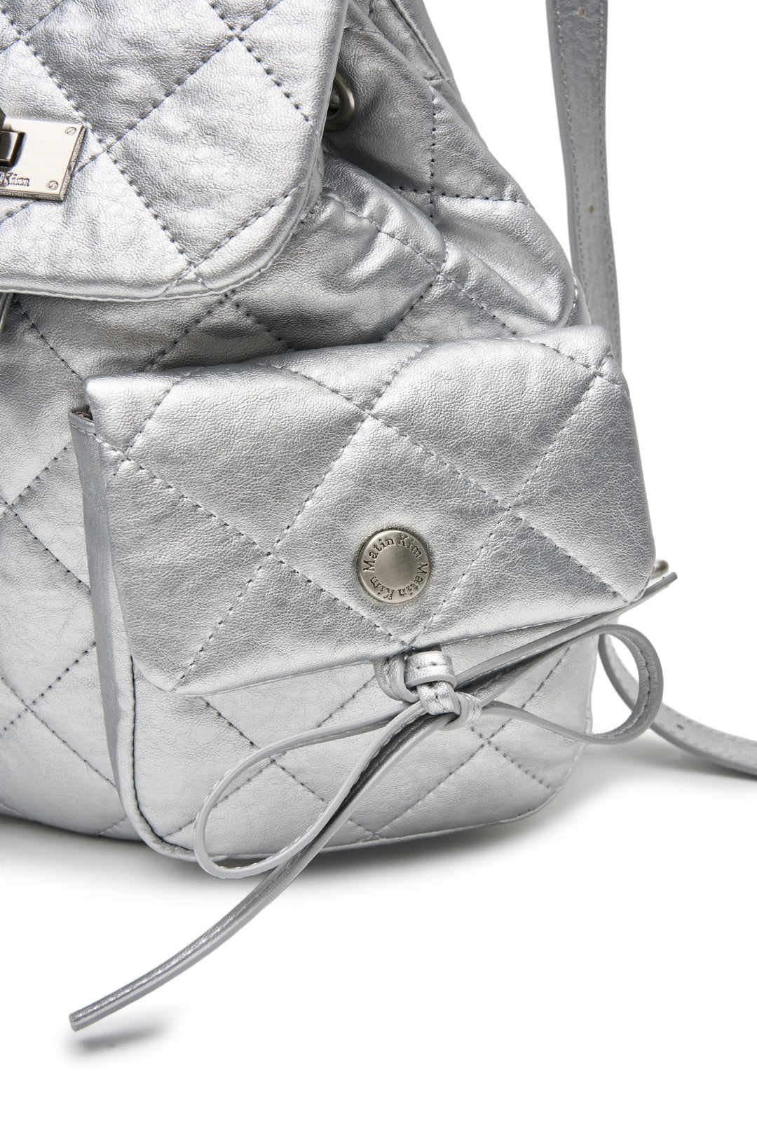 Matin Kim Double Pocket Quilting Mini Backpack — Silver