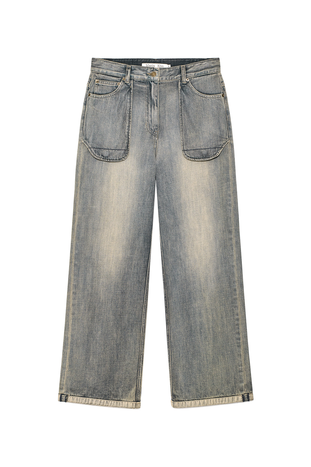 Matin Kim Out Pocket Washed Denim — Smoke — Blue