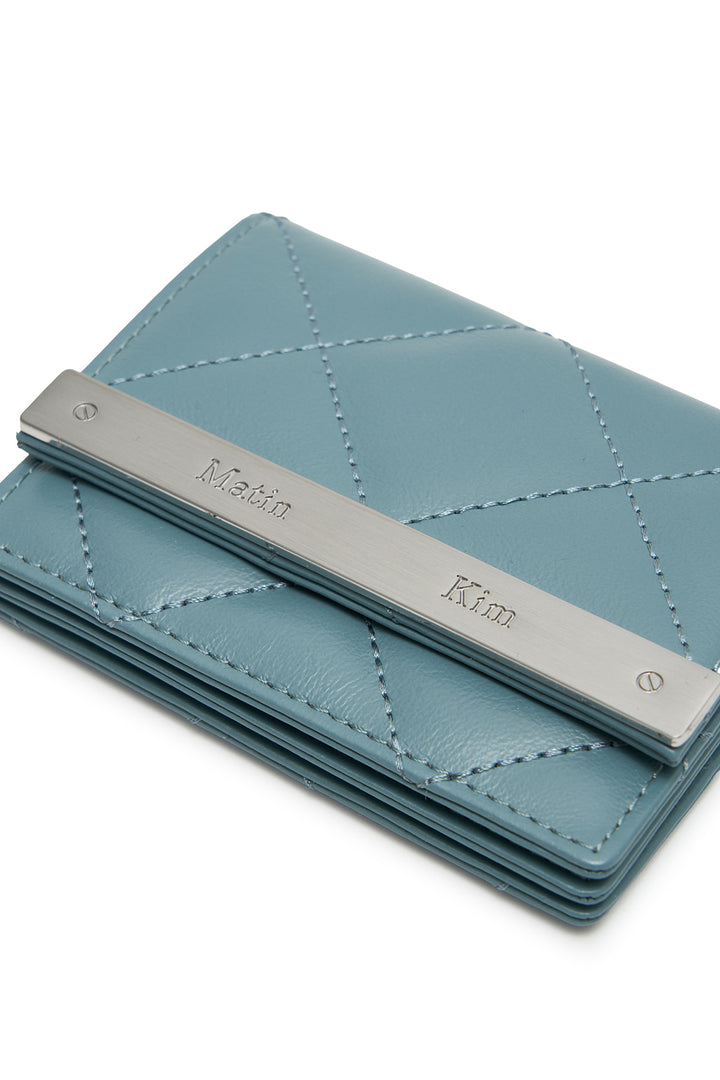 Matin Kim Puff Quilt Leather Wallet — Blue