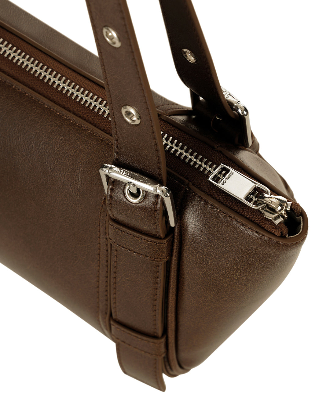 Stand Oil Boat Bag — Glossy Shoulder Crossbody — Brown