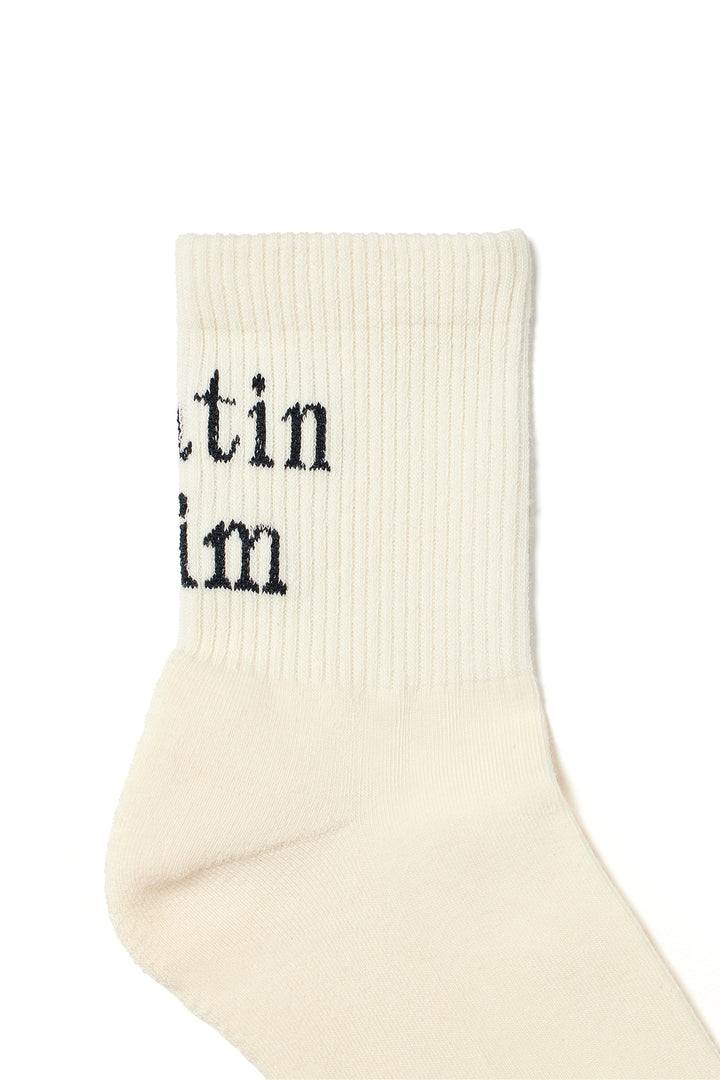 Matin Kim Big Logo Crew Socks — Ivory