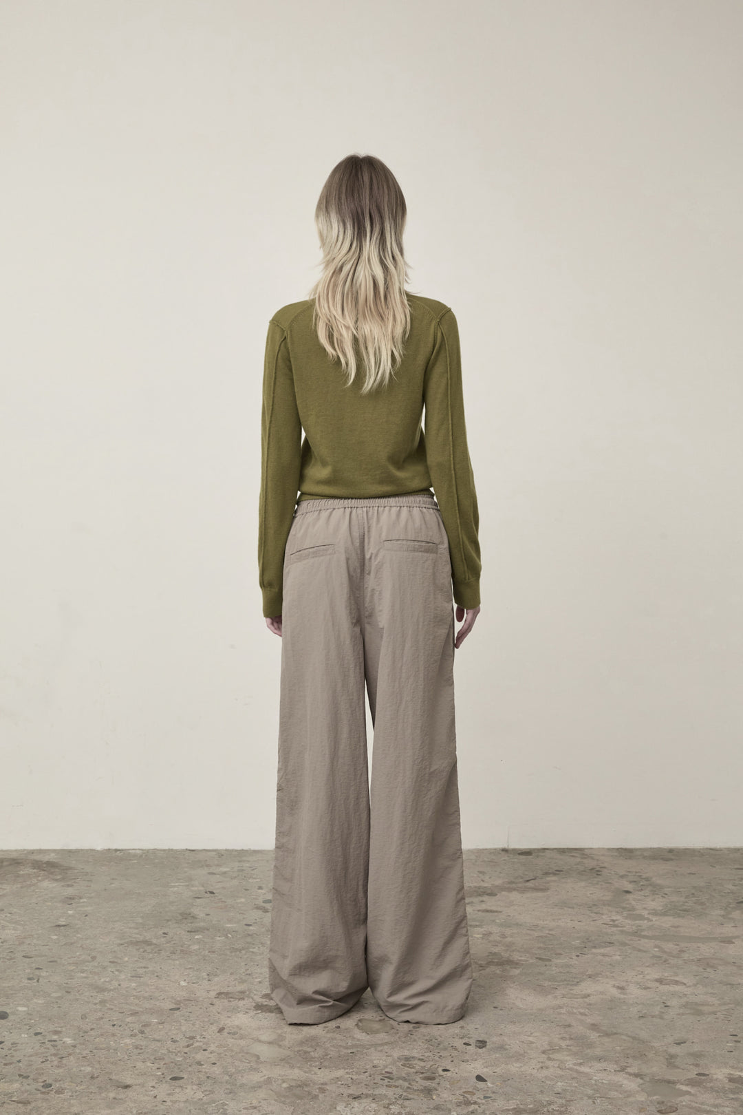 Matin Kim Cashmere Blended Round Knit — Olive