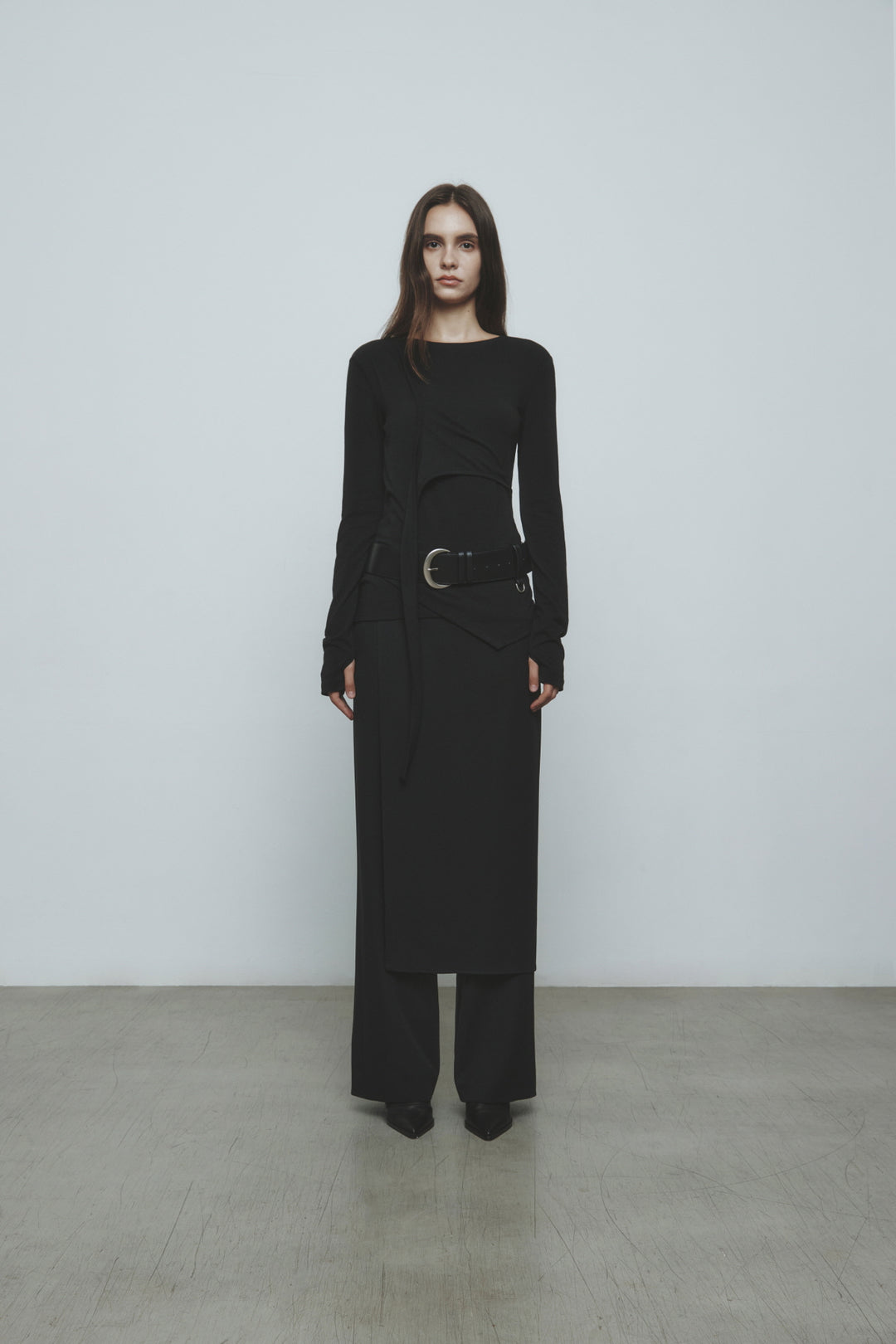 KIMMATIN Twist Strap Long Sleeve Top — Black
