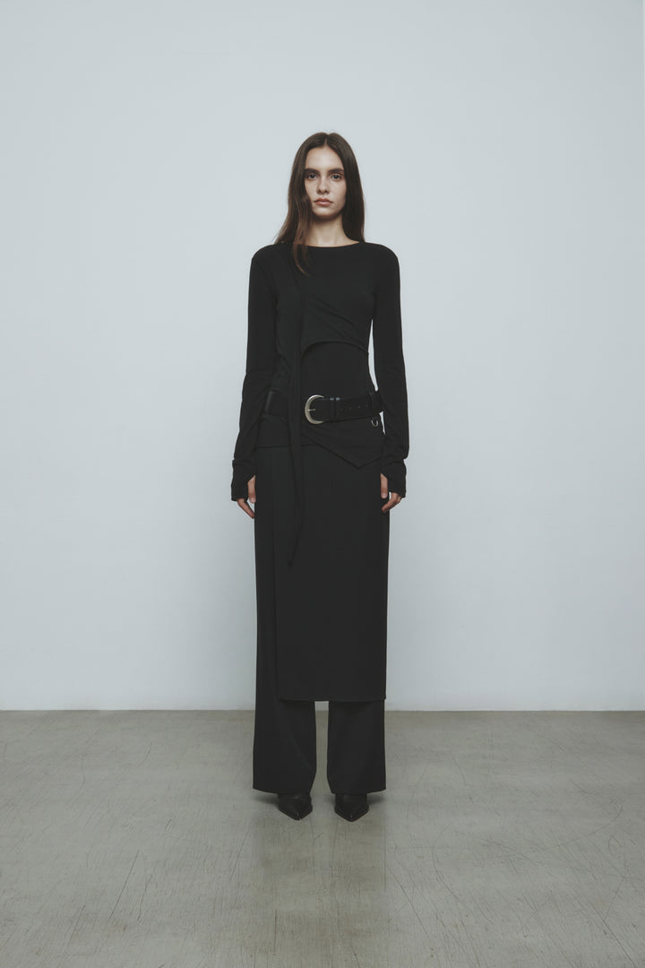 KIMMATIN Twist Strap Long Sleeve Top — Black