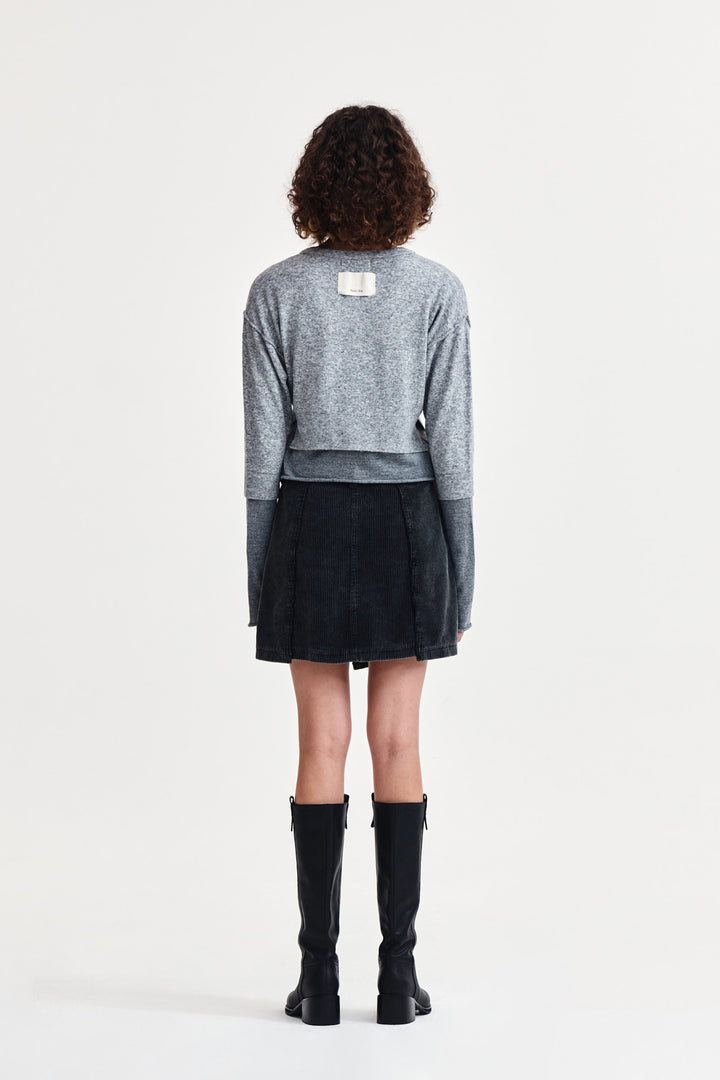 Matin Kim Washed Corduroy Wrap Skirt — Black