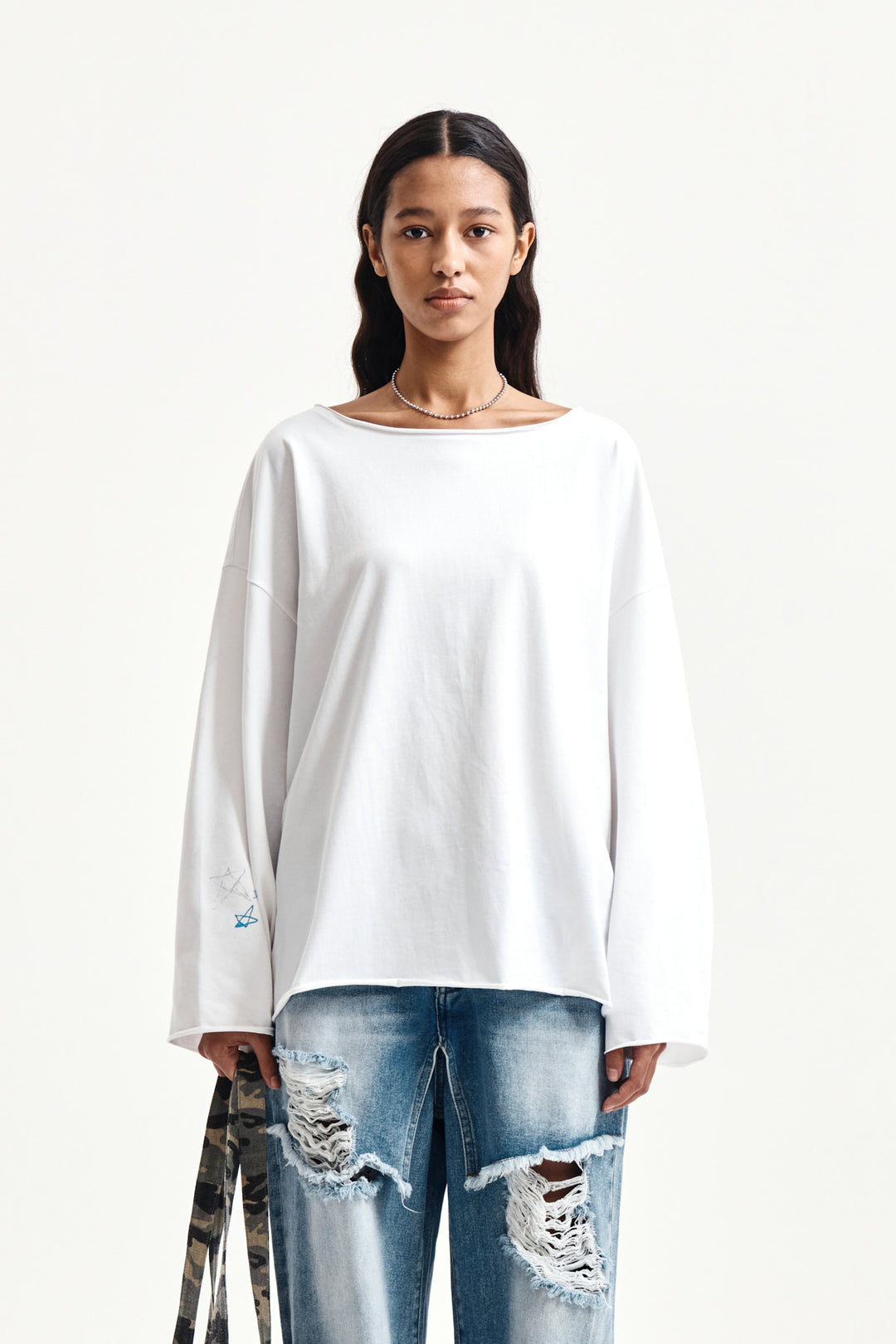 Matin Kim Raw Hem Boat Neck Top — White