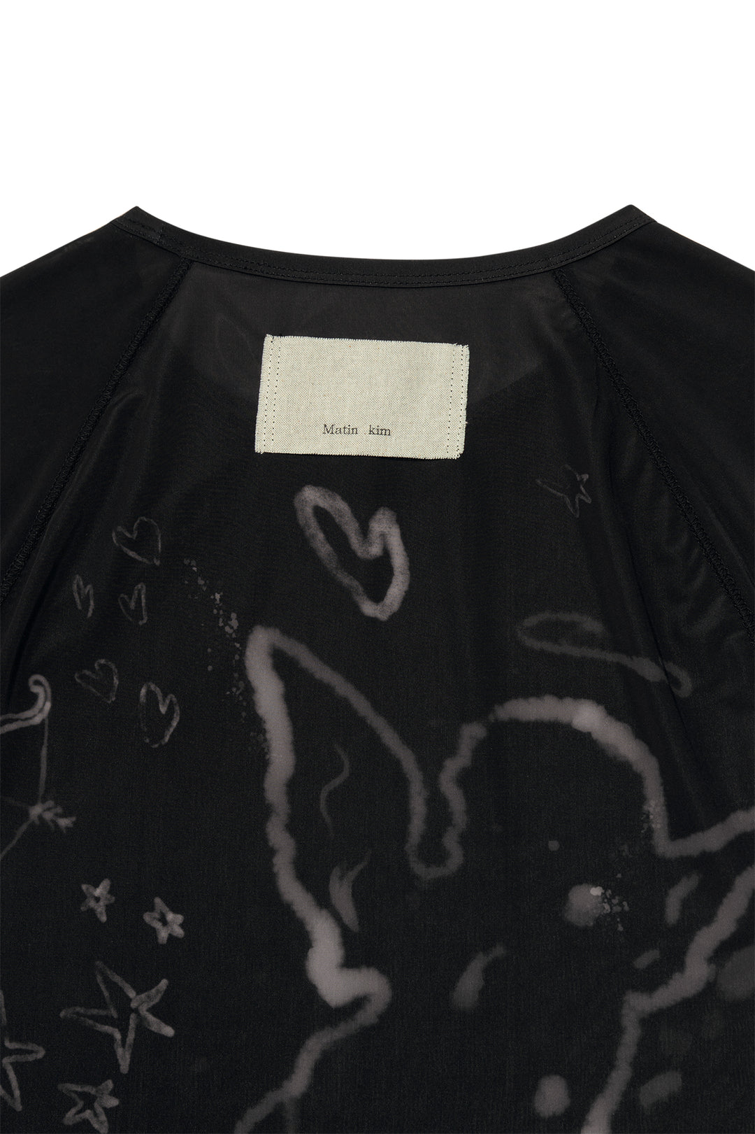 Matin Kim See Through Printing Top — Black