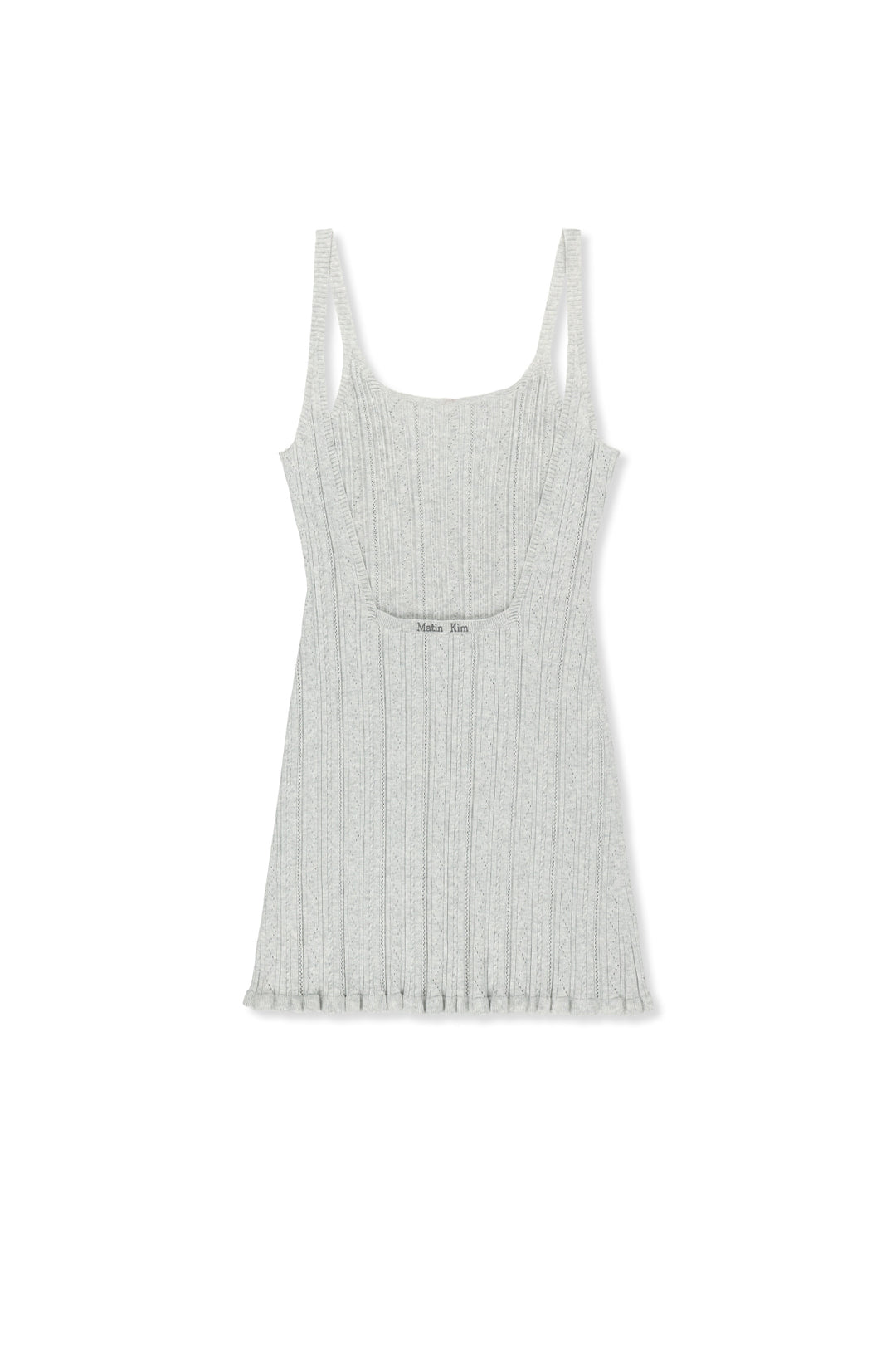Matin Kim Open Back Ribbed Knit Dress — Light Grey