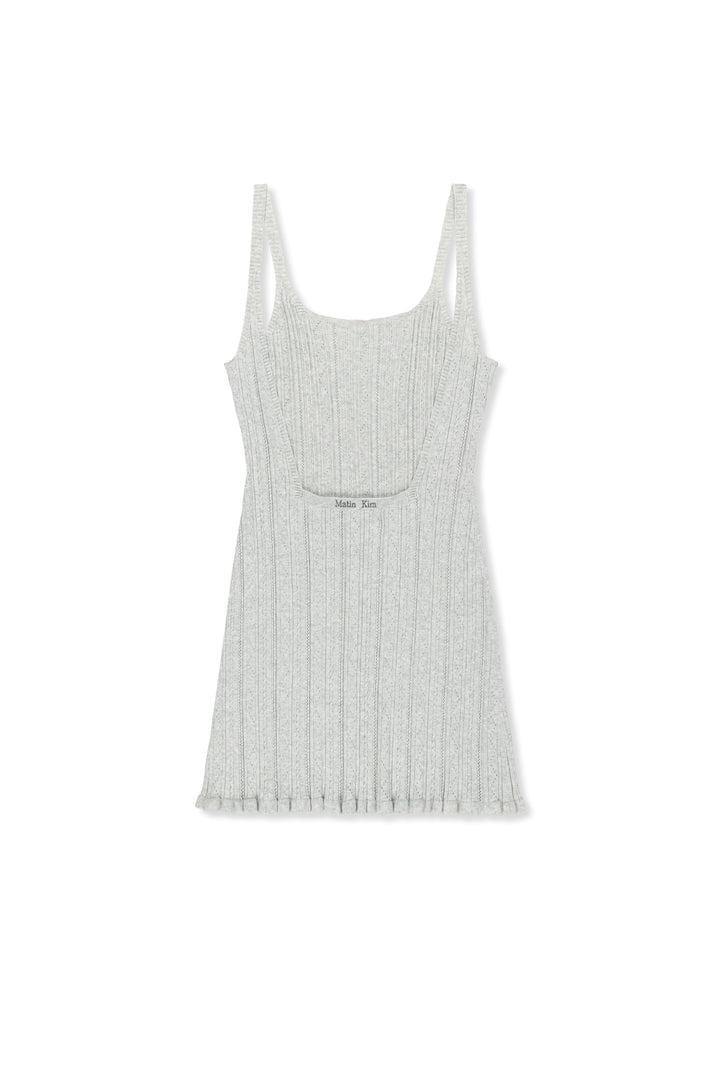 Matin Kim Open Back Ribbed Knit Dress — Light Grey