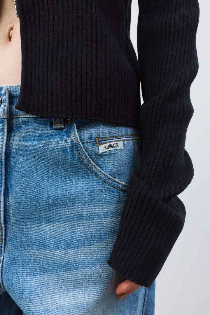 KIMMATIN Twisted Seam Denim Pants — Blue