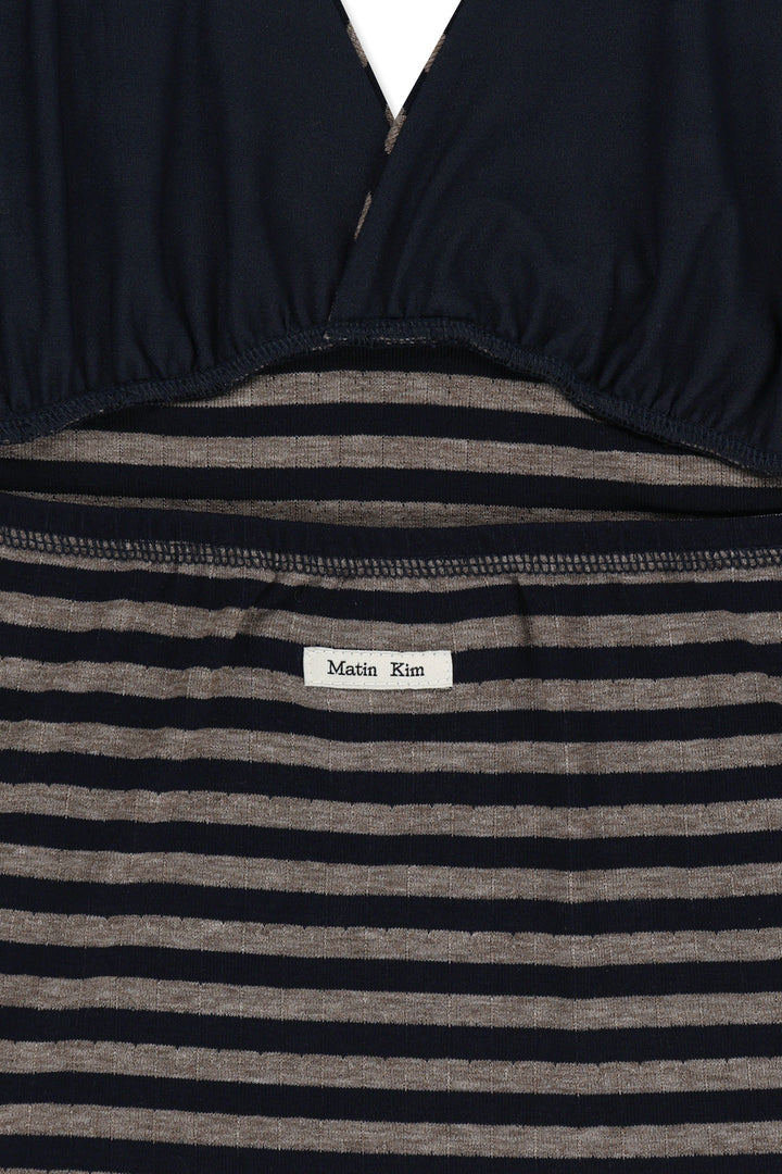 Matin Kim Striped Halter Neck Top — Navy blue