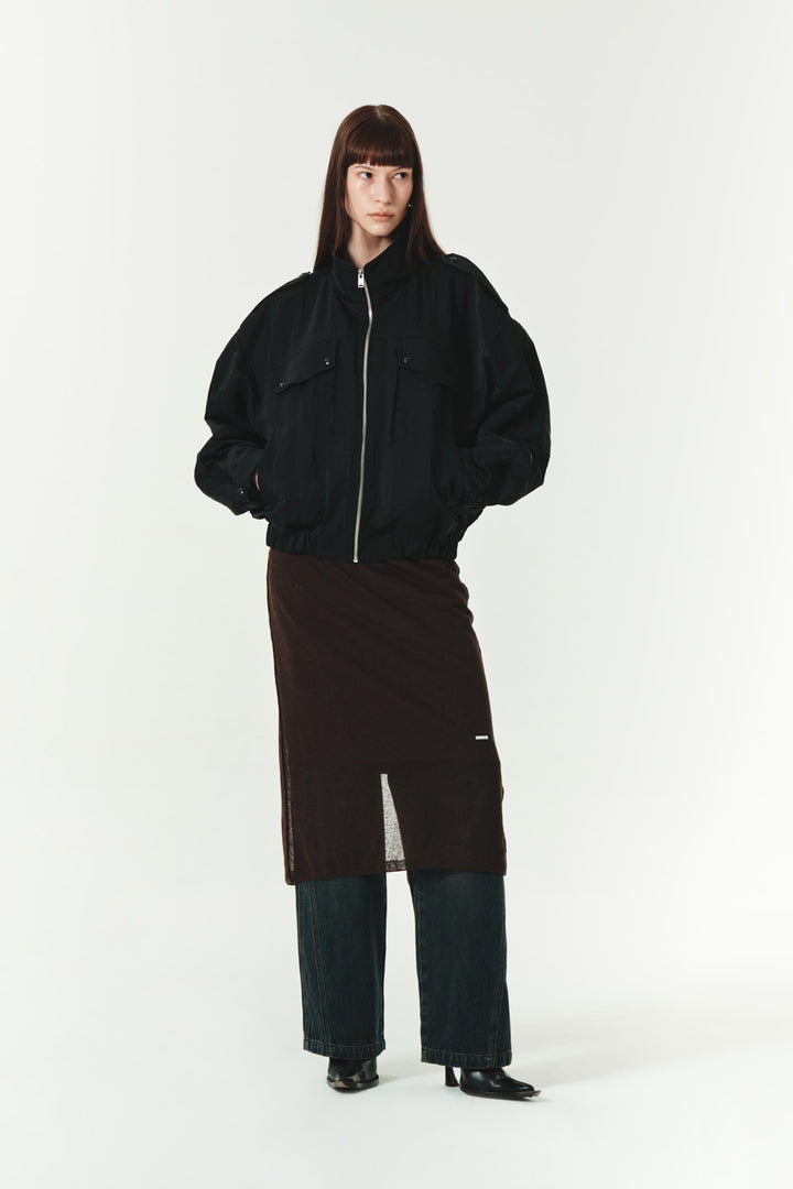 KIMMATIN High Neck Nylon Jumper — Black