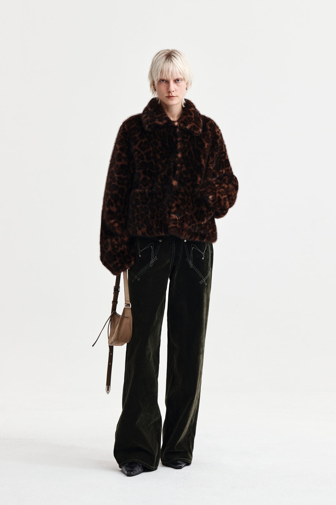 Matin Kim Reverse Velvet Wide Denim — Khaki
