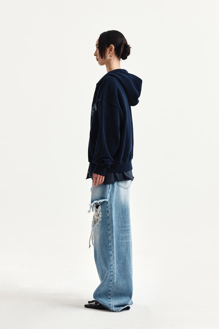 Matin Kim Graffiti Logo Zip Hoodie — Navy blue