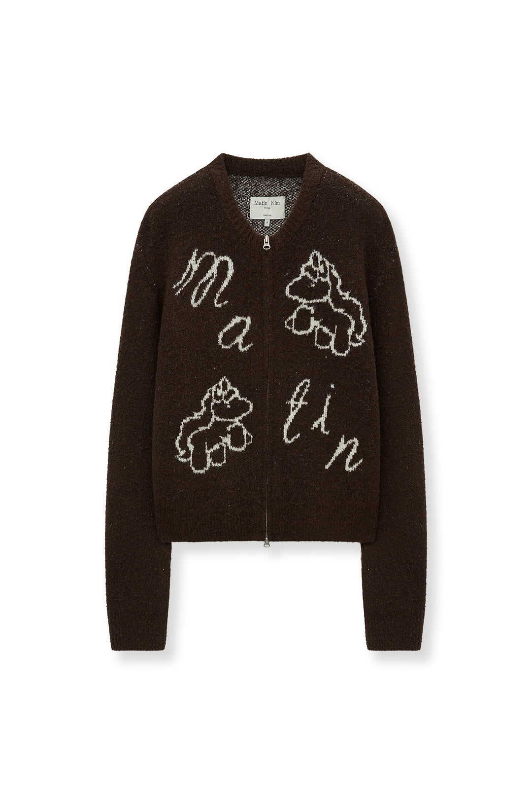 Matin Kim Poni Coni Knit Zip Up — Brown