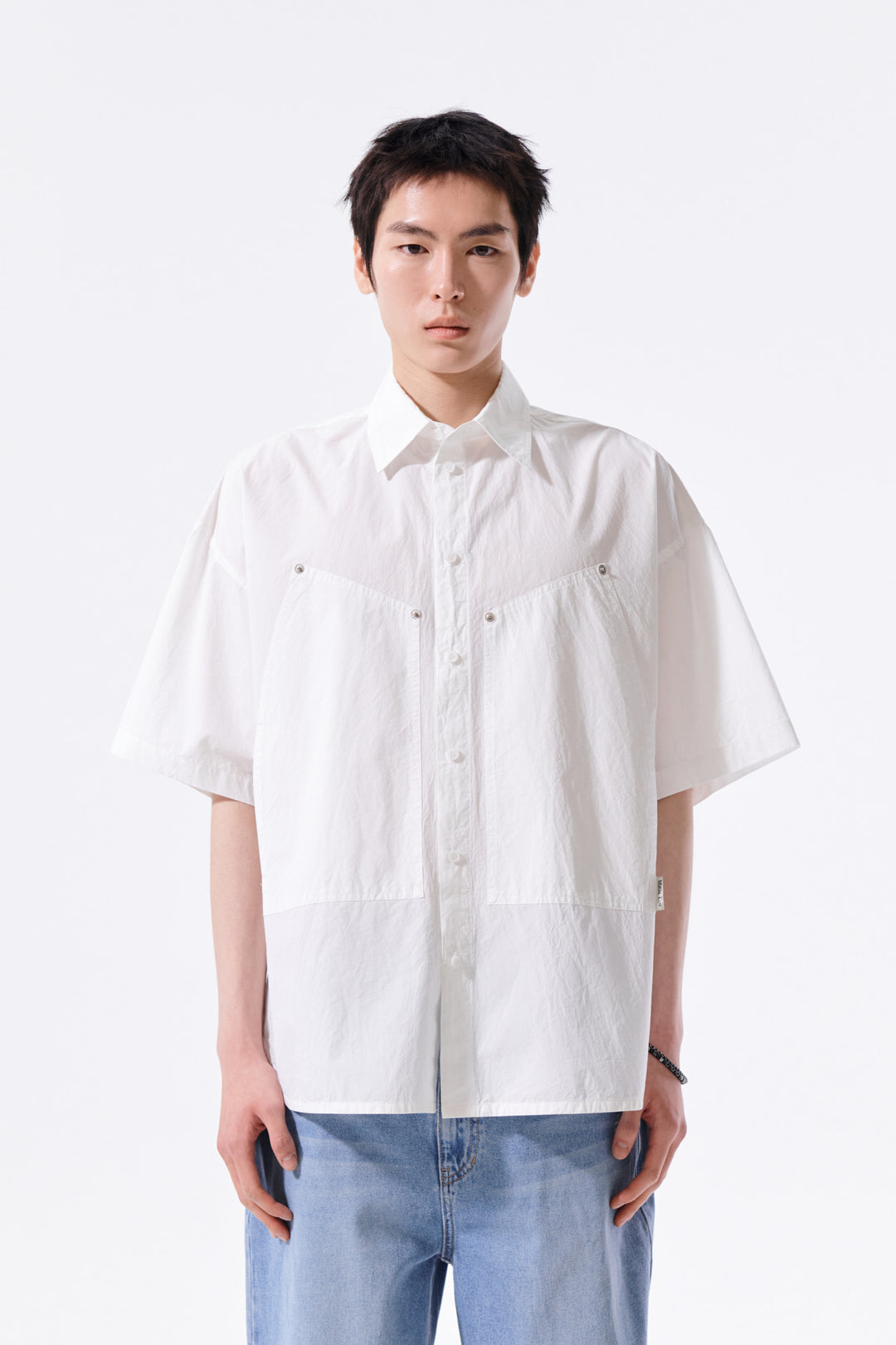 Matin Kim Half Sleeve Pocket Shirt — White
