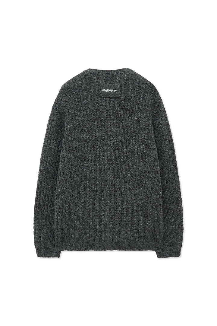 Matin Kim Side Button Point Overfit Cardigan — Charcoal