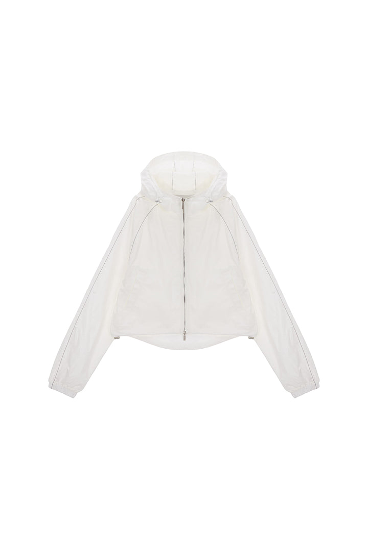 Matin Kim Crop Hoody Coating Jumper — Ivory