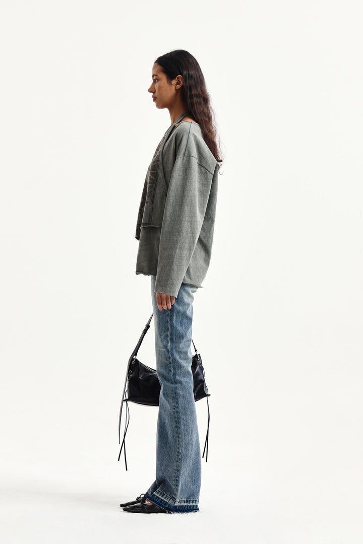 Matin Kim Vintage Graphic Layered Top — Khaki