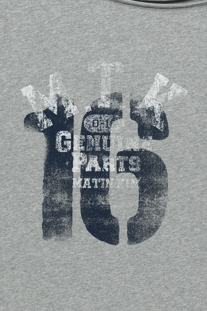 Matin Kim MTK 16 Graffiti Logo Asymmetric Top — Gray